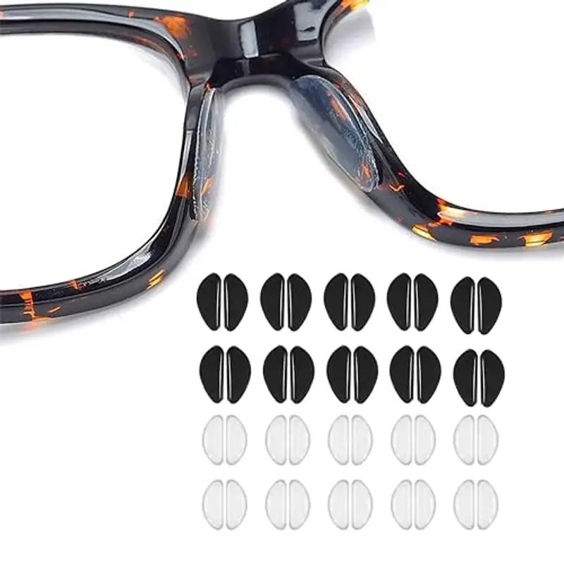 PLABBDPL 20 Paia Naselli per Occhiali Antiscivolo Occhiali Silicone, Nasello Antiscivolo Comodi per d'Aria, Naselli Adesivi per Occhiali, Cuscinetti per Occhiali a Pieno Occhiali da Sole, B