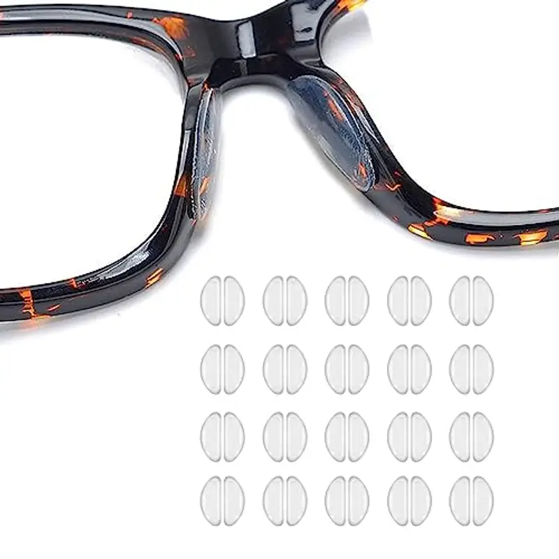 PLABBDPL 20 Paia Naselli per Occhiali Antiscivolo Occhiali Silicone, Nasello Antiscivolo Comodi per d'Aria, Naselli Adesivi per Occhiali, Cuscinetti per Occhiali a Pieno Occhiali da Sole, Bianco