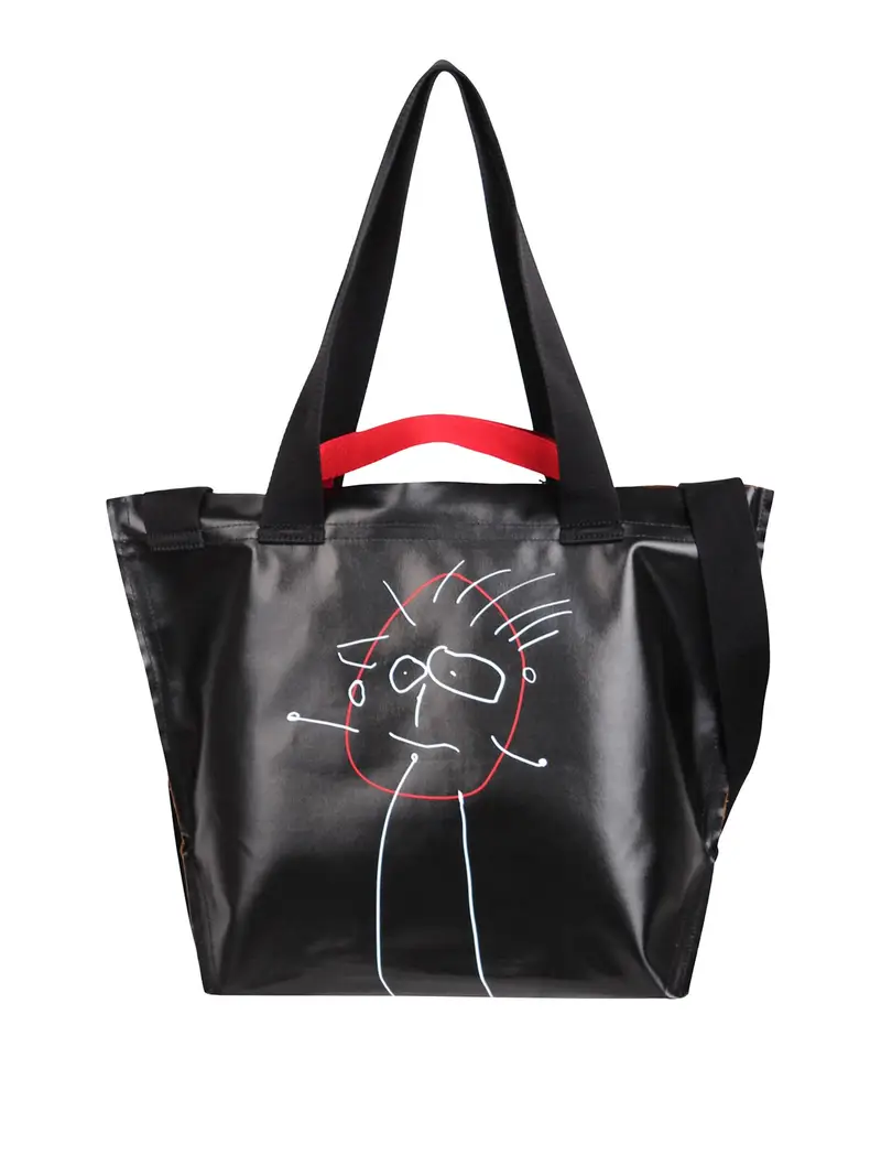 Shopper Pili E Bianca Media Nero