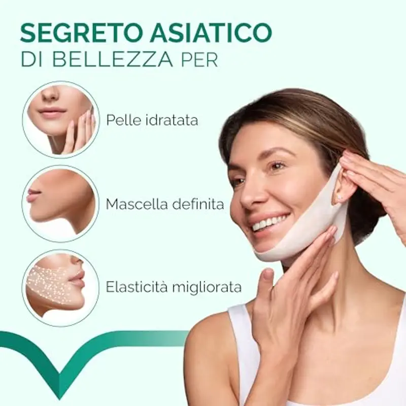 PLANTIFIQUE Doppio Mento Cintura Viso V-Line | Maschere Rassodanti per un Contorno Viso Scolpito e Tonico | Soluzione Naturale per un Aspetto Giovane e Fresco | 5 Maschere miniatura 2