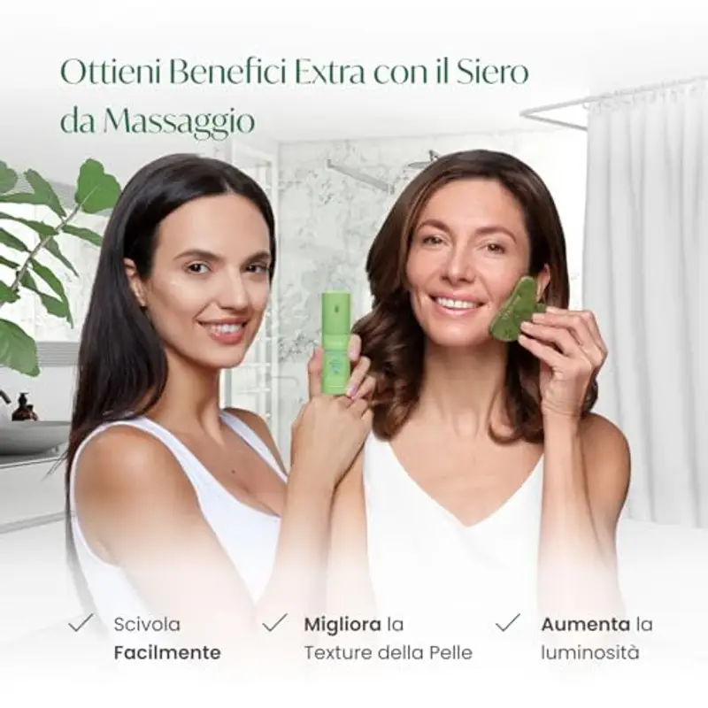 PLANTIFIQUE Gua Sha Viso Giada | Jade Guasha Pietra Massaggiatore Antirughe | Kit Skincare Face Massager | Idea Regalo Completo Facciale Corpo Piedi Massaggio Originale miniatura 3