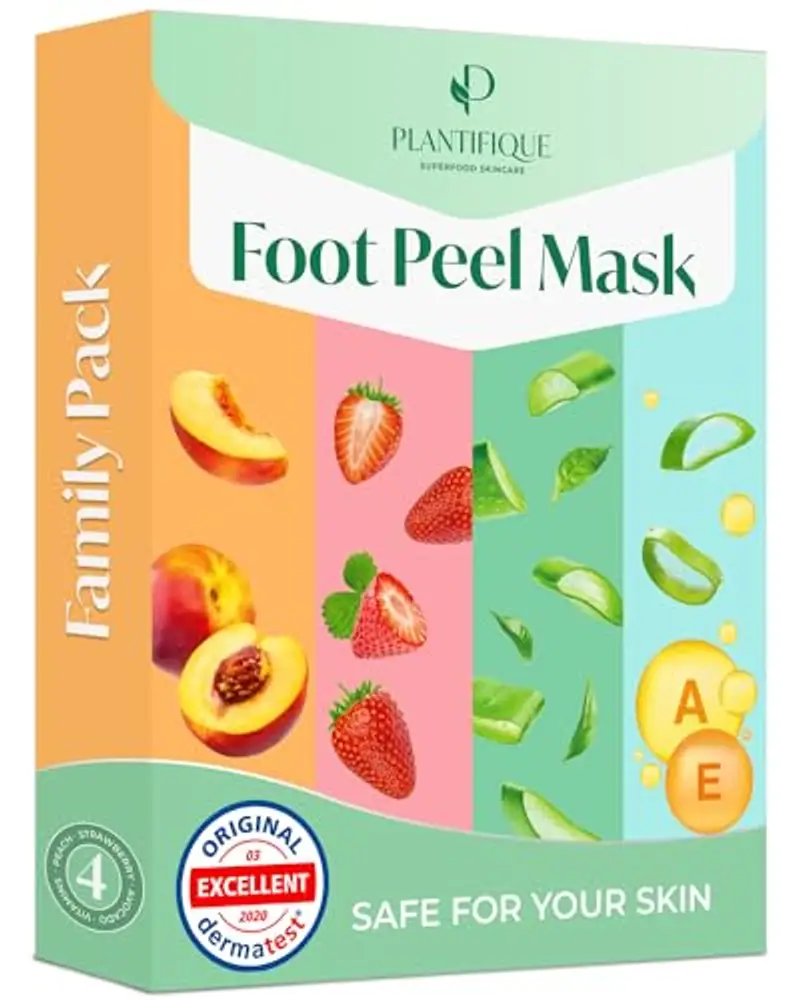 PLANTIFIQUE Maschera Piedi Esfoliante | Trattamento Calli e Duroni | Cura e Scrub Piedi | Peeling Piedi Forte | Pulizia Talloni Screpolati | Foot Peel Mask Calzini Pedicure Peel Off | Combo 4 Paia