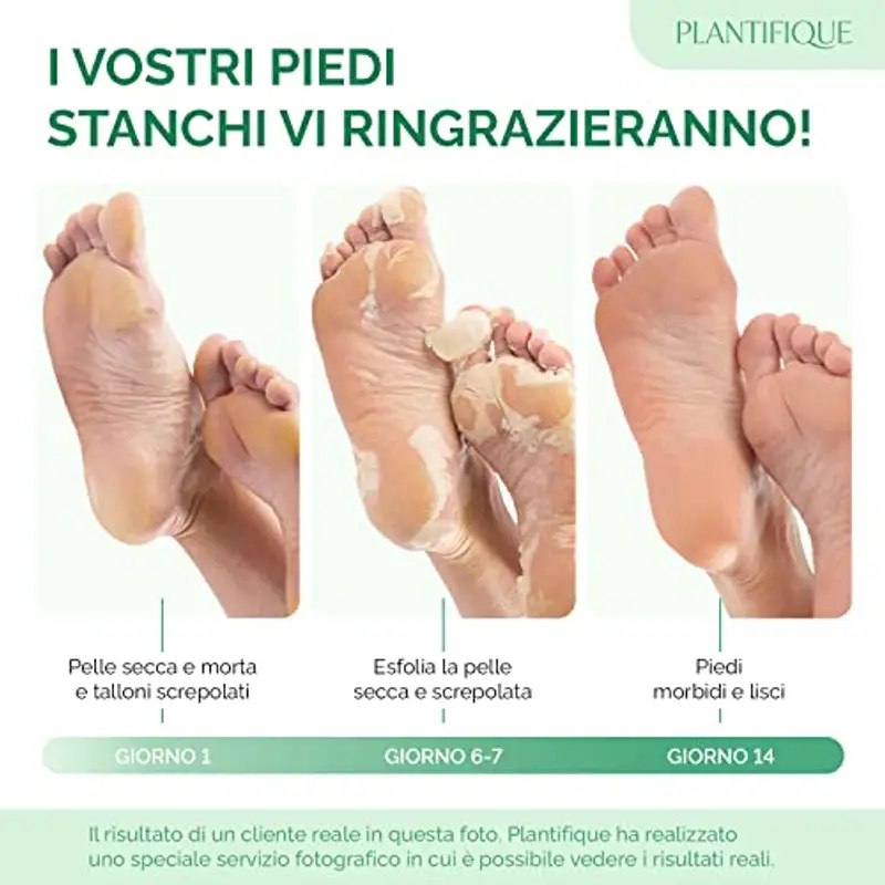 PLANTIFIQUE Maschera Piedi Esfoliante | Trattamento Calli e Duroni | Cura e Scrub Piedi | Peeling Piedi Forte | Pulizia Talloni Screpolati | Foot Peel Mask Calzini Pedicure Peel Off | Combo 4 Paia miniatura 2