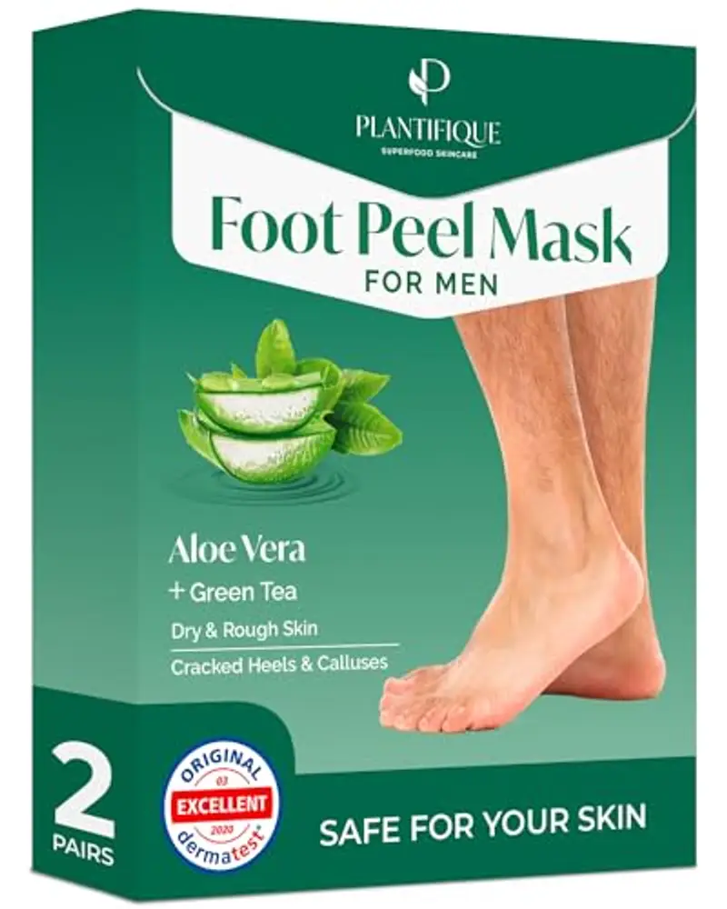 PLANTIFIQUE Maschera Piedi Esfoliante | Trattamento Calli e Duroni | Cura e Scrub Piedi | Peeling Piedi Forte | Pulizia Talloni Screpolati | Foot Peel Mask Calzini Pedicure Peel Off | Uomini 2 Paia