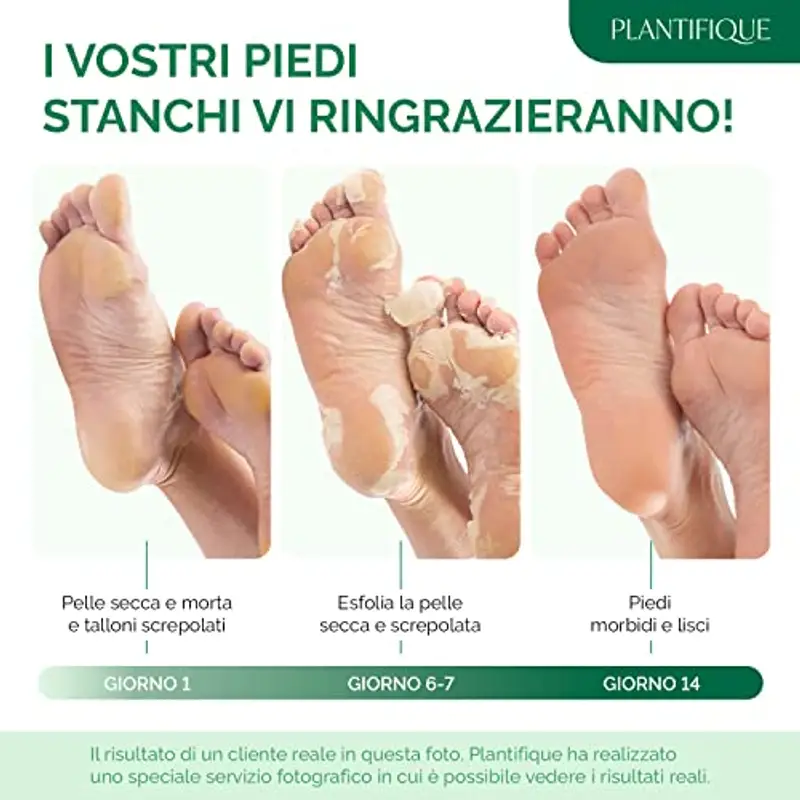 PLANTIFIQUE Maschera Piedi Esfoliante | Trattamento Calli e Duroni | Cura e Scrub Piedi | Peeling Piedi Forte | Pulizia Talloni Screpolati | Foot Peel Mask Calzini Pedicure Peel Off | Uomini 2 Paia miniatura 2