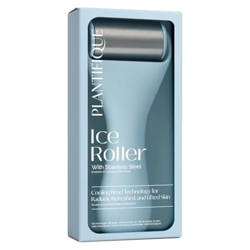 PLANTIFIQUE Skincare Ice Roller - Massaggiatore per Viso e Corpo con Crioterapia - Rullo in Acciaio Inossidabile per