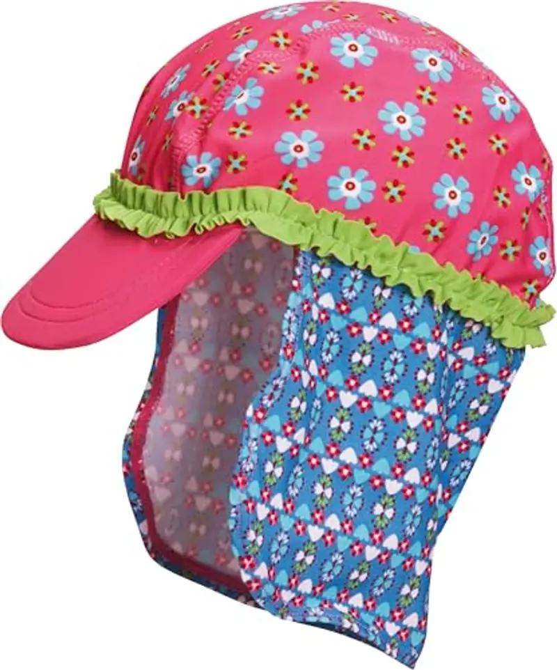 Playshoes Cappello Di Protezione Uv, Copricapo con cuffia da piscina Unisex - Bambini e ragazzi, Fiori, 53