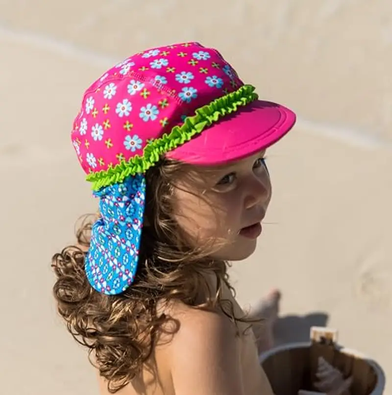 Playshoes Cappello Di Protezione Uv, Copricapo con cuffia da piscina Unisex - Bambini e ragazzi, Fiori, 53 miniatura 3