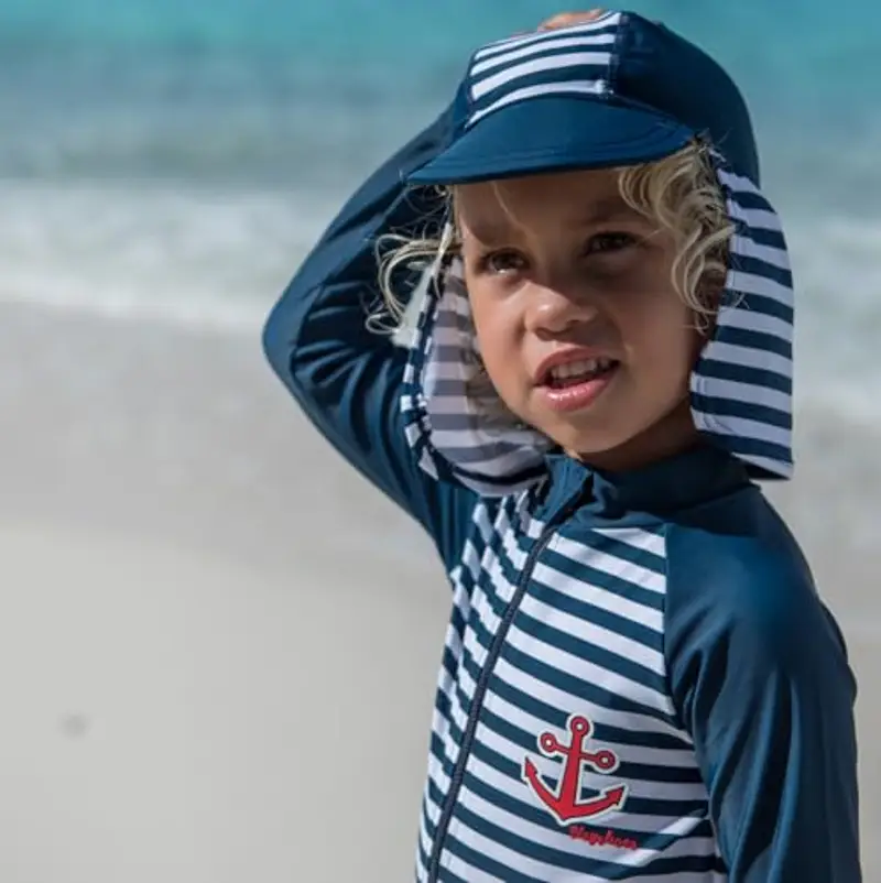 Playshoes Cappello Di Protezione Uv, Copricapo con cuffia da piscina Unisex - Bambini e ragazzi, Marittimo, 53 miniatura 3