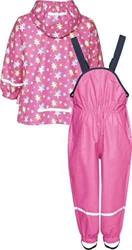 Playshoes - Regenanzug Sterne, Reflektoren, abnehmbare Kapuze, impermeable Bambina, Rosa (pink 18), 80 miniatura 2
