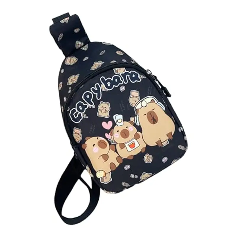 PLCPDM Bambini Imbracature Bag Cartoon Bambini Borsa Da Viaggio Petto Crossbody Minis Zaino Daypack Per Ragazze Ragazzi Fannys Pacchetti Imbracature, Nero
