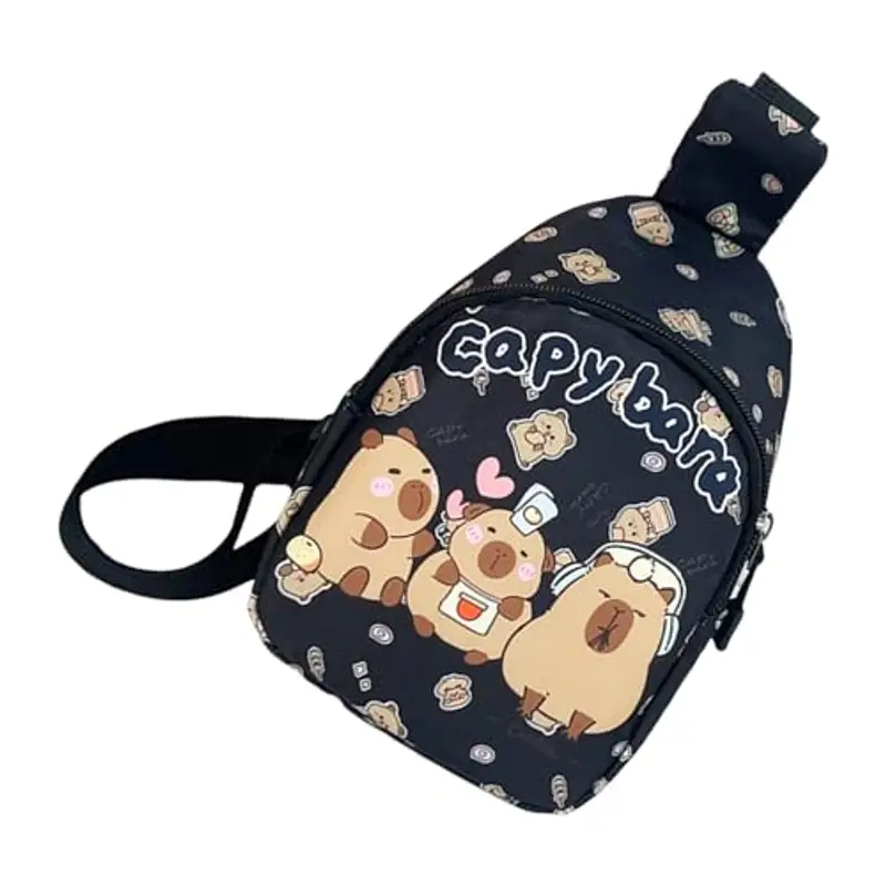 PLCPDM Bambini Imbracature Bag Cartoon Bambini Borsa Da Viaggio Petto Crossbody Minis Zaino Daypack Per Ragazze Ragazzi Fannys Pacchetti Imbracature, Nero miniatura 3