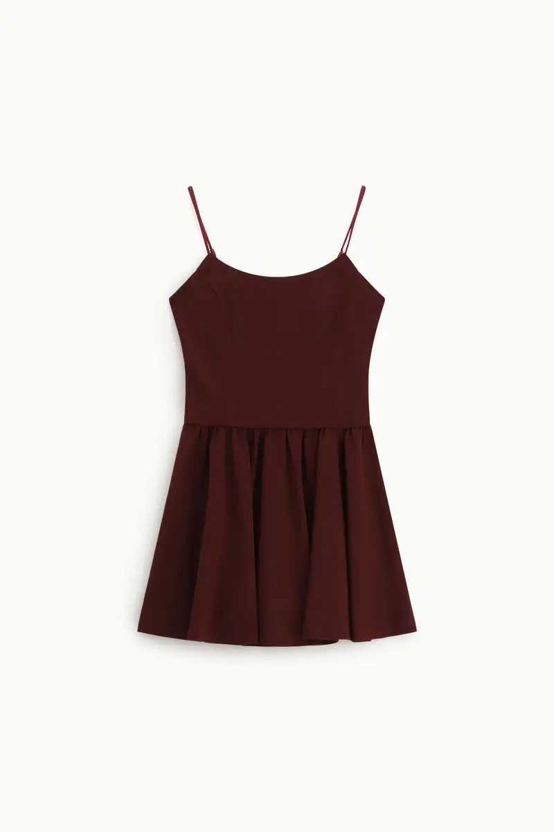 Abito corto con spalline sottili e scollo dritto Vino