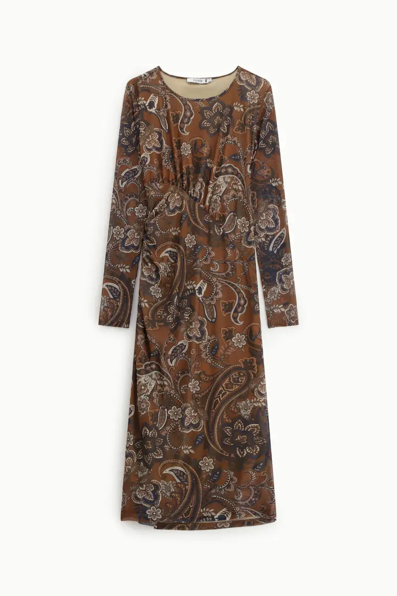Abito midi stampa paisley manica lunga Moro