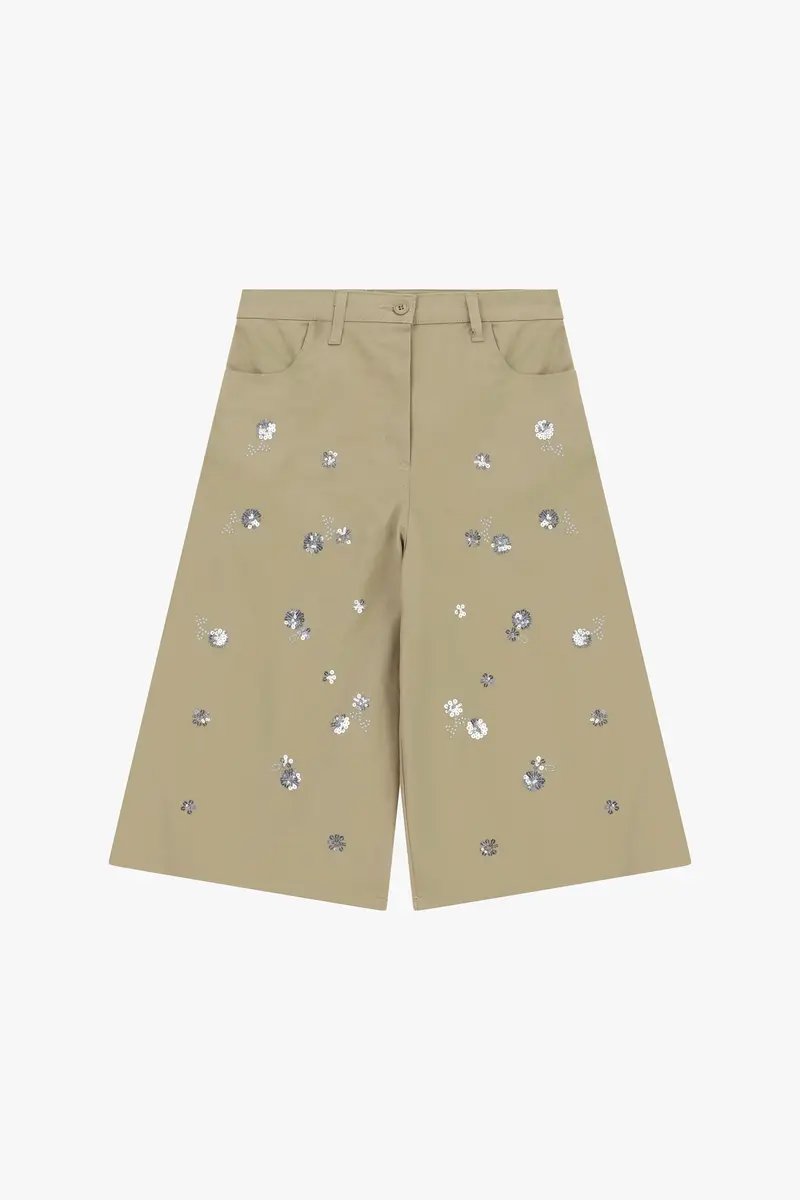 Bermuda con paillettes floreali e tasche Sabbia