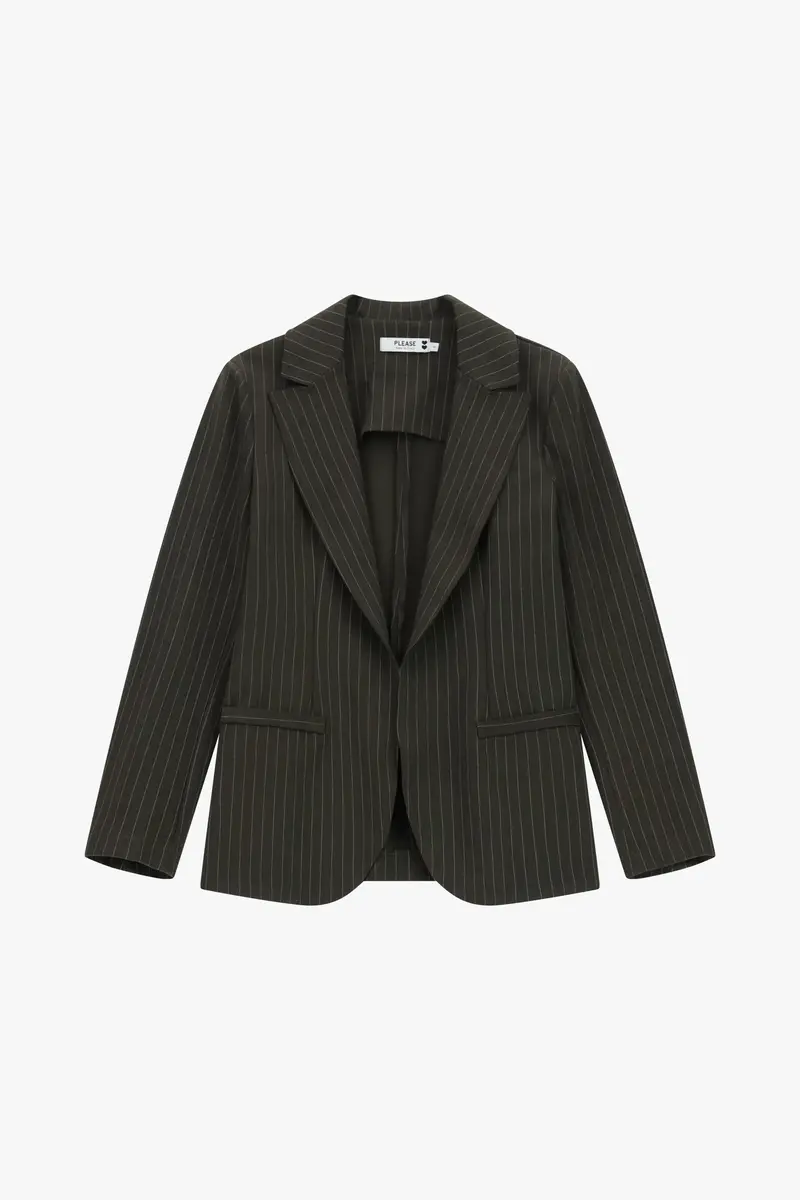 Blazer a righe senza chiusura Militare