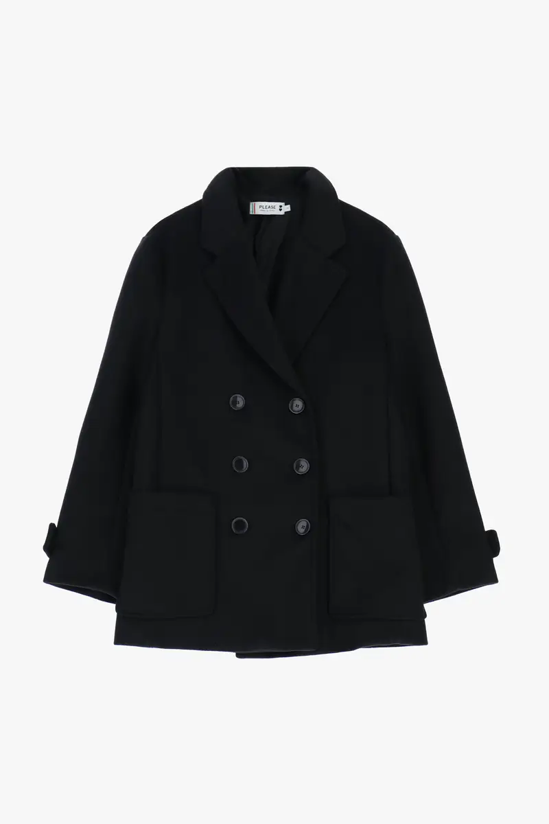 Blazer doppio petto con maxi tasche frontali Nero