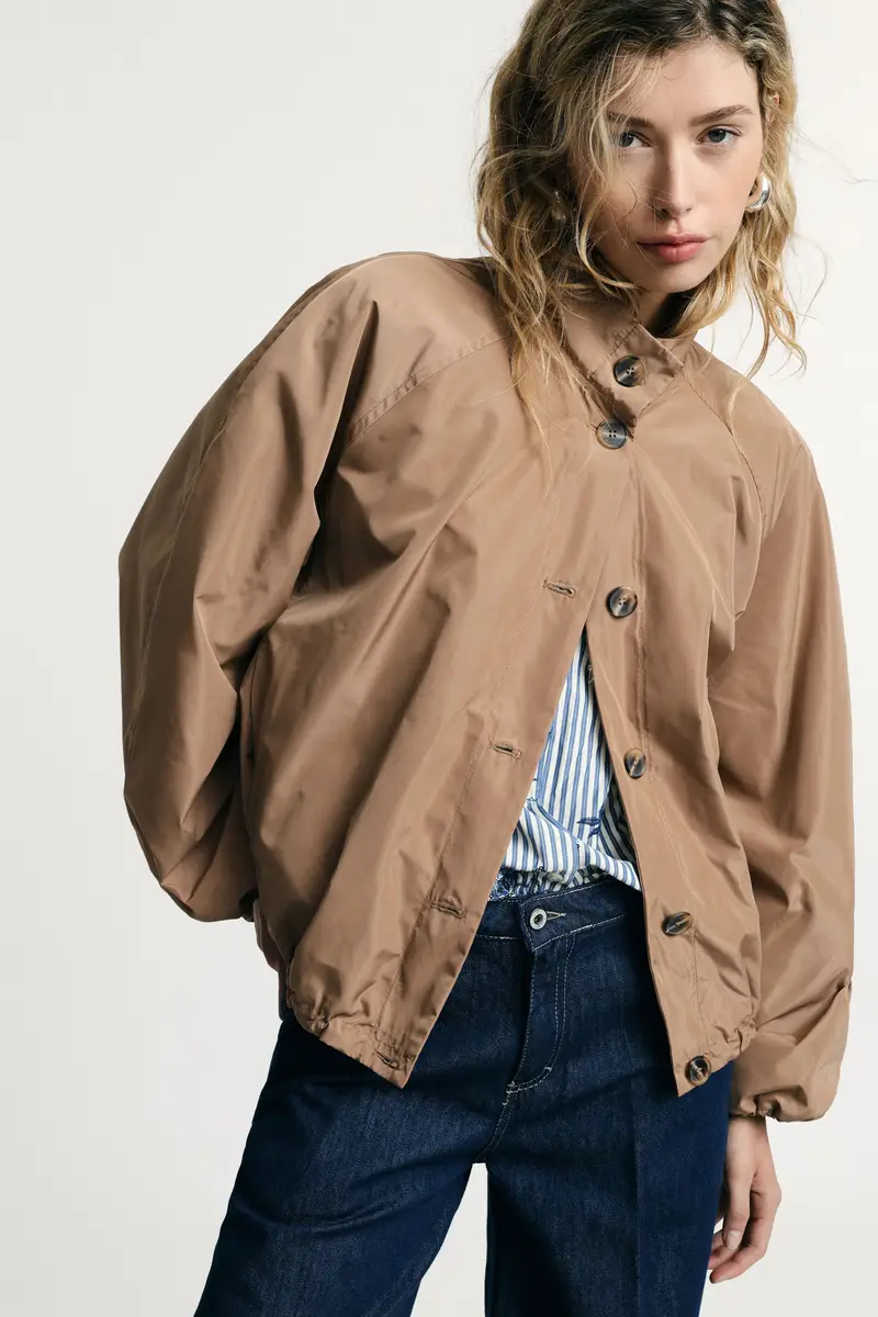 Bomber jacket regular fit con elastico in vita Biscotto miniatura 2