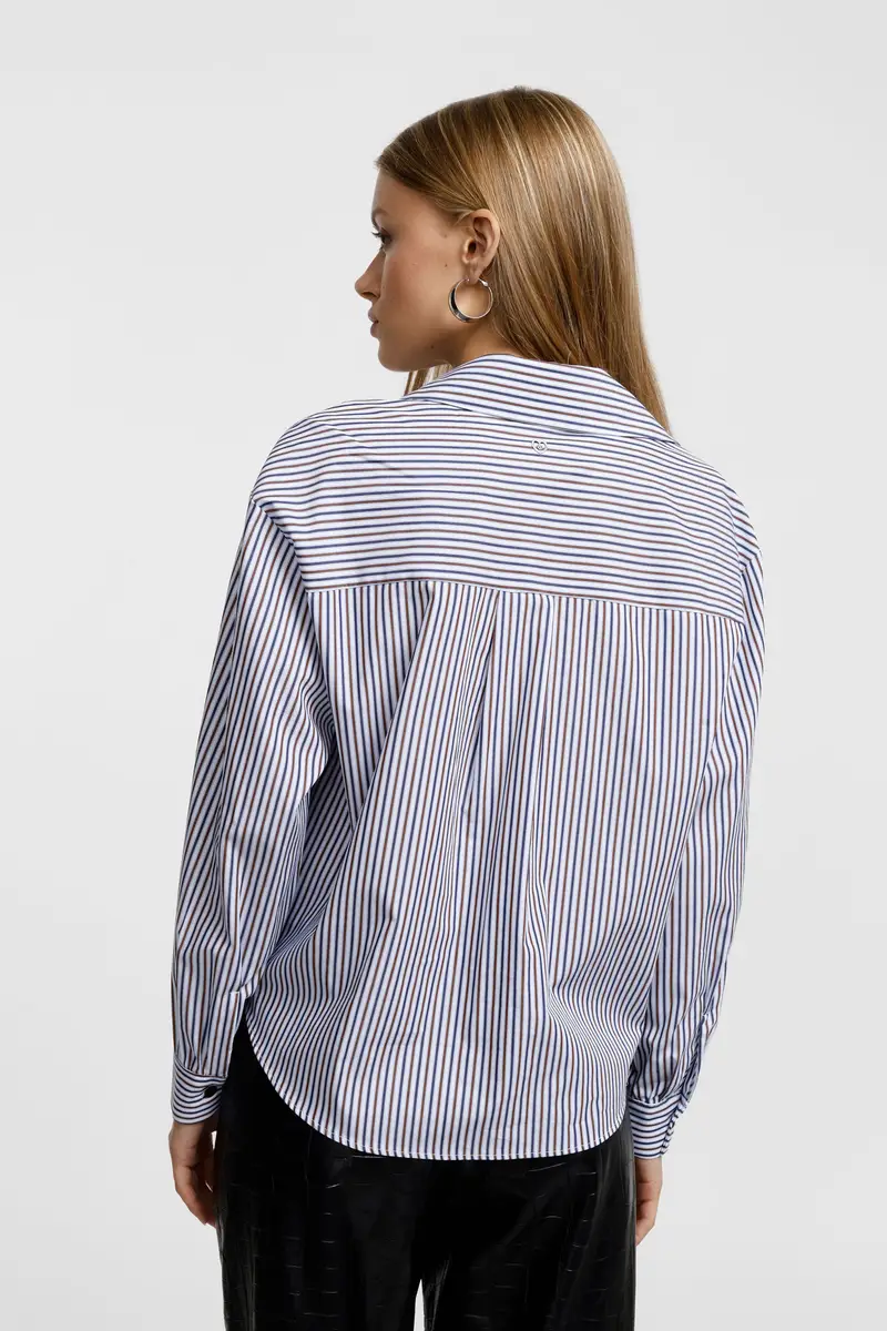 Camicia a righe, collo classico, nodo frontale Bianco miniatura 3