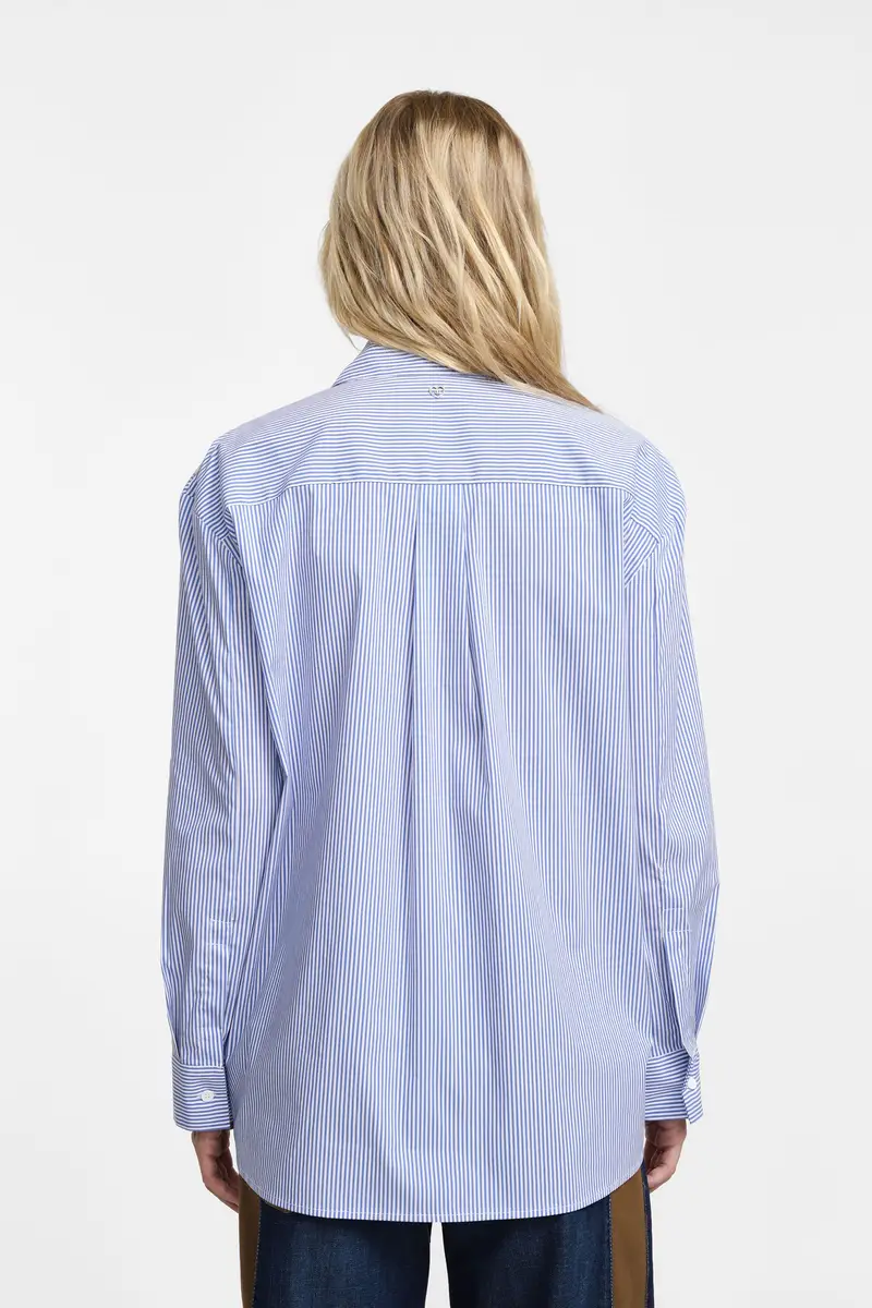 Camicia a righe con ricamo Bianco miniatura 3