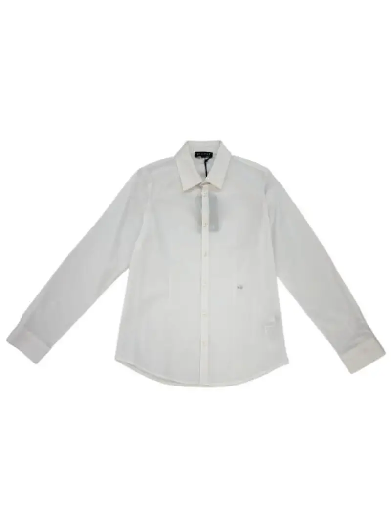 Please camicia bianca bambino in cotone mini logo ricamato