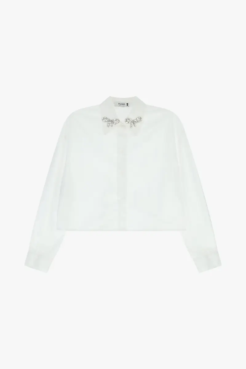 Camicia con colletto decorato e bottoni Bianco