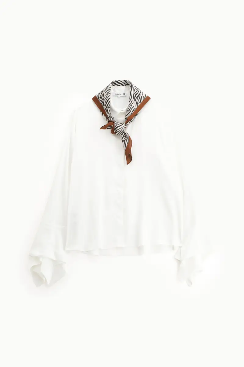 Camicia con maniche lunghe svasate Bianco