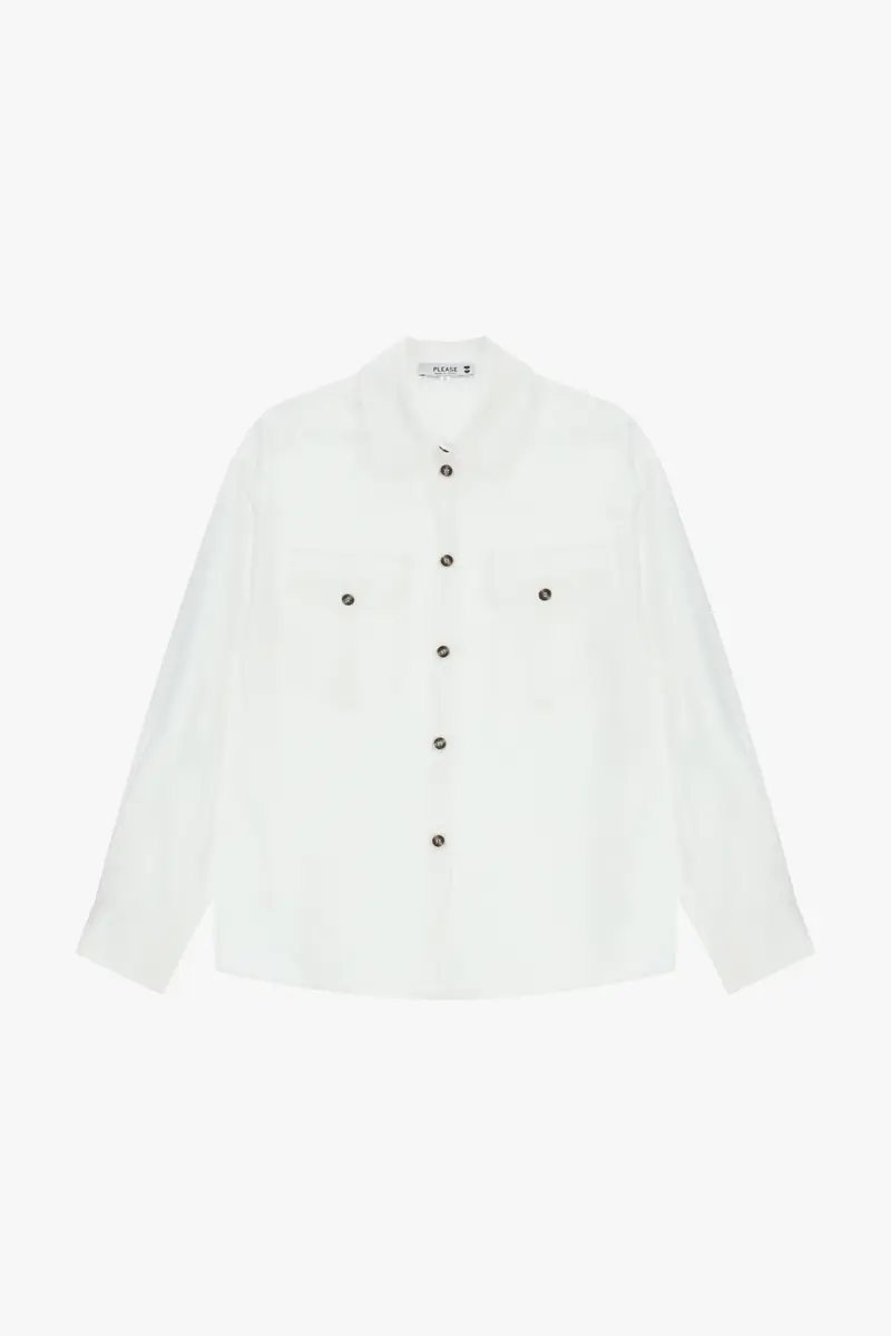 Camicia con tasche e maniche lunghe Bianco