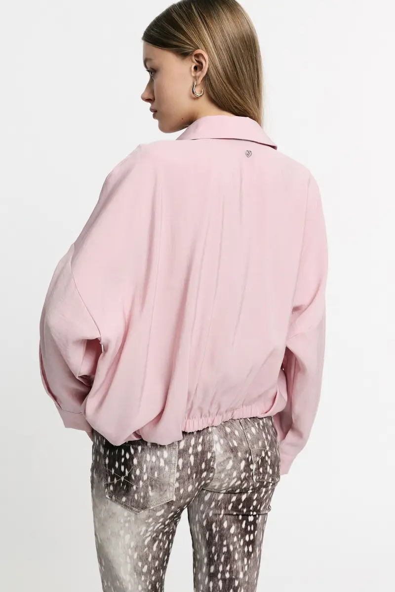 Camicia cropped con elastico e maniche lunghe Cipria miniatura 3