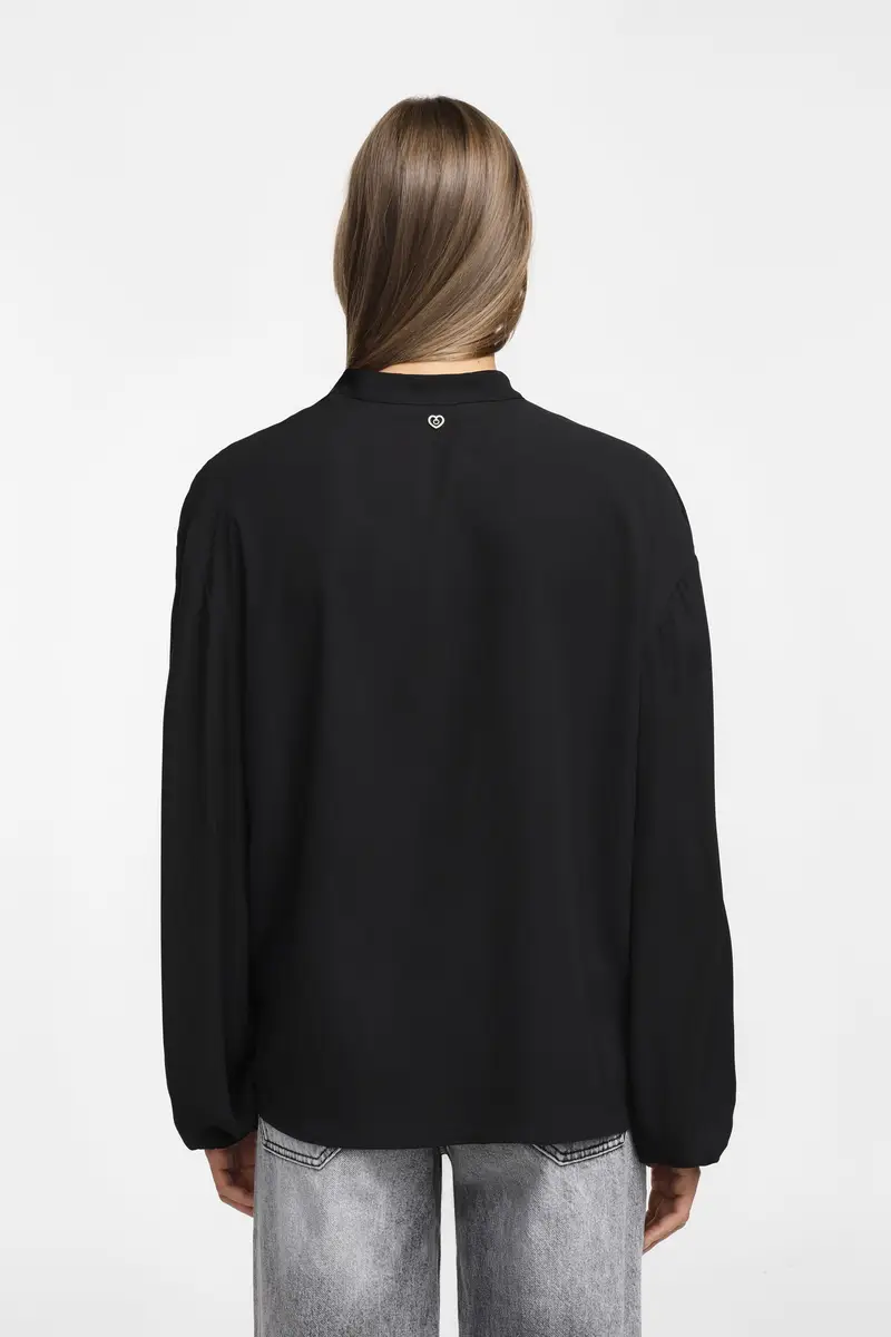 Camicia morbida con maniche lunghe Nero miniatura 3