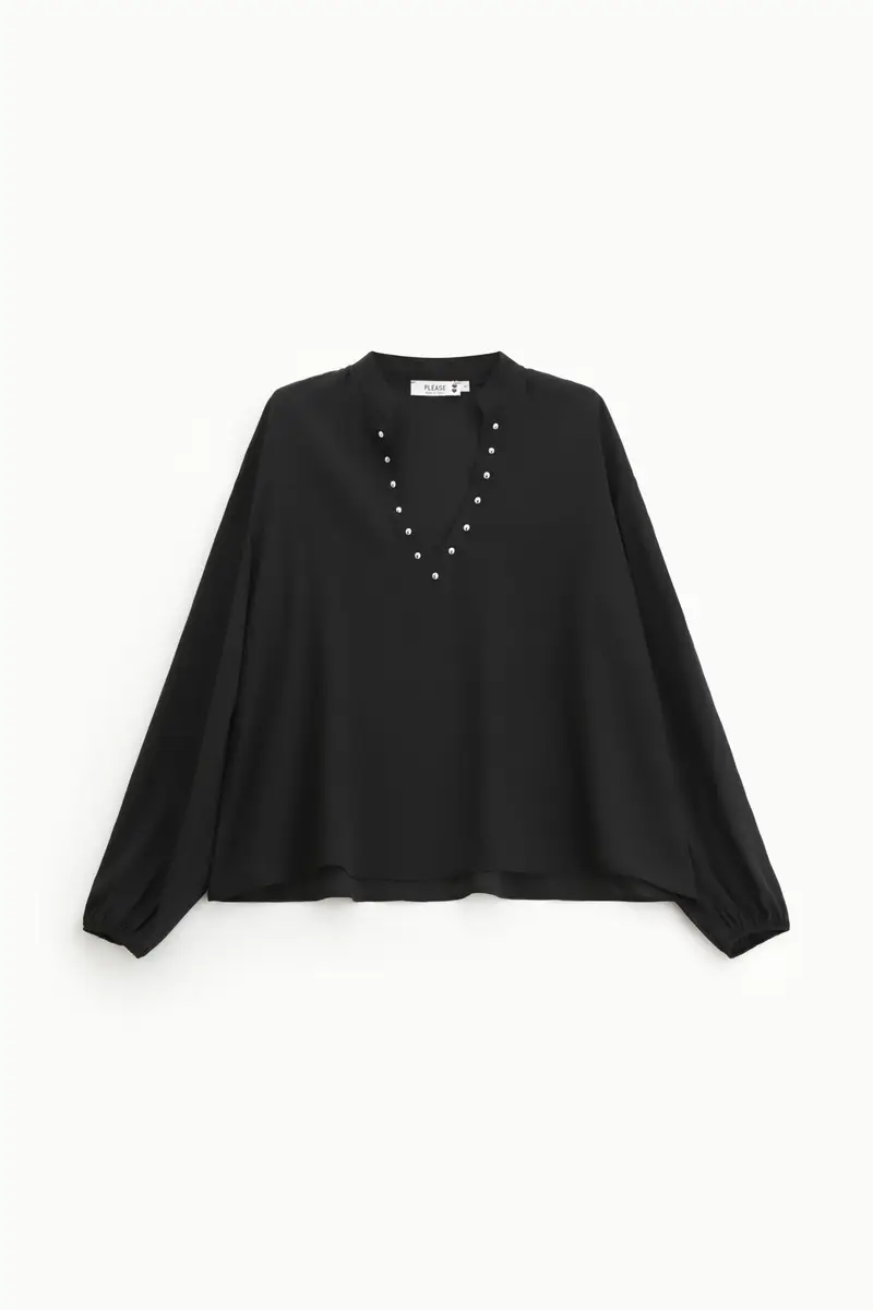 Camicia morbida con maniche lunghe Nero