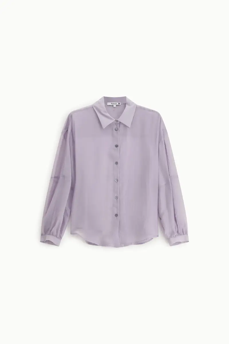 Camicia oversize trasparente con colletto classico Lavanda