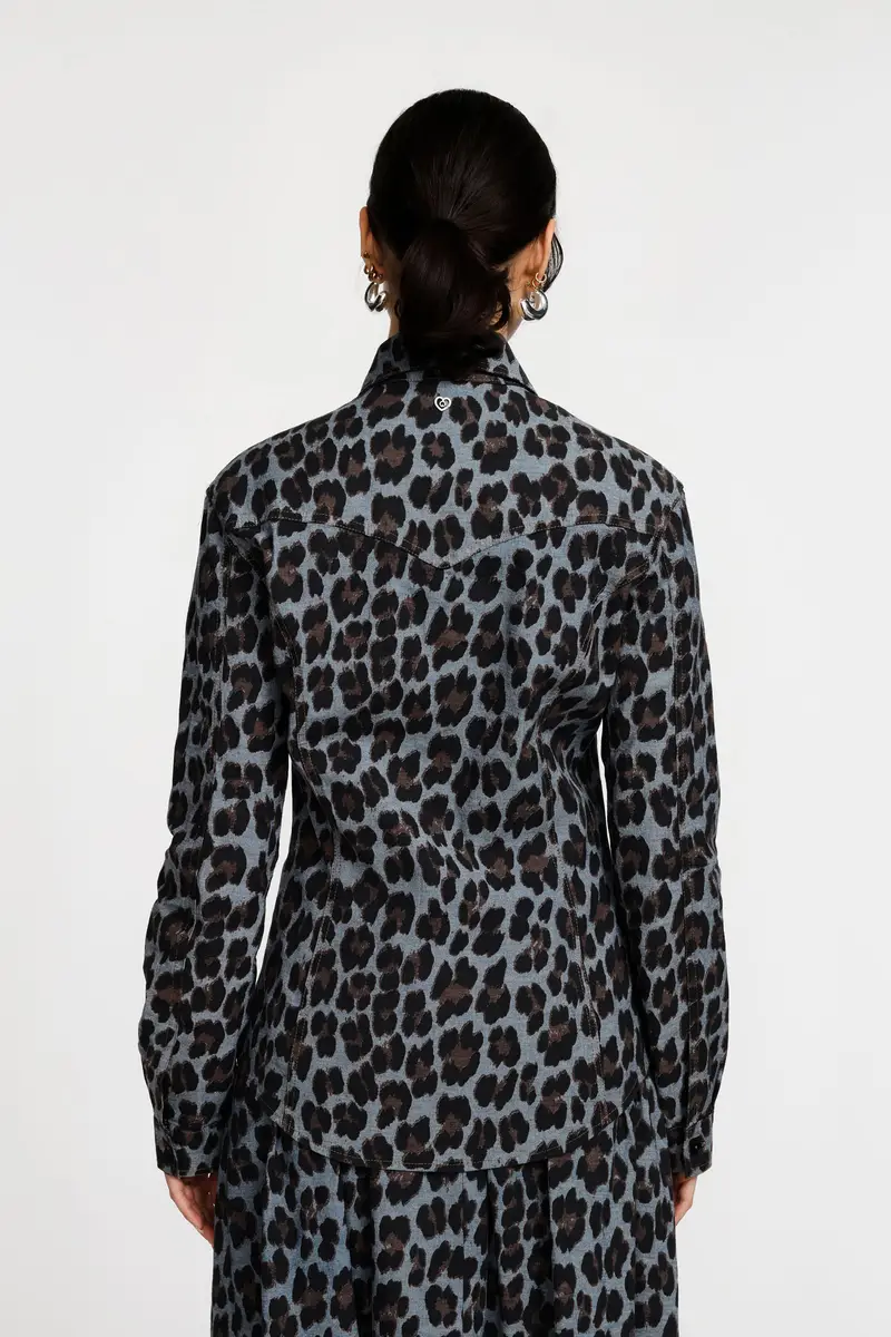Camicia stampa animalier, tasche frontali e bottoni Maculato miniatura 3