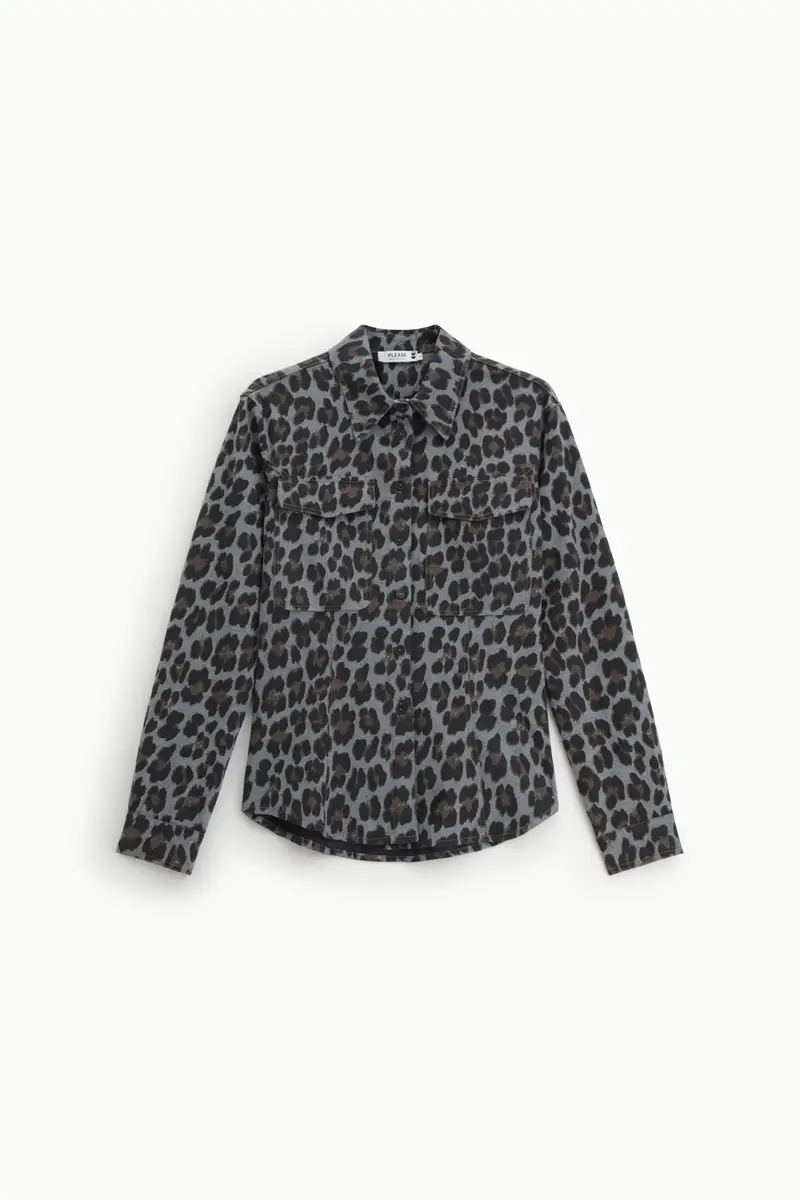 Camicia stampa animalier, tasche frontali e bottoni Maculato
