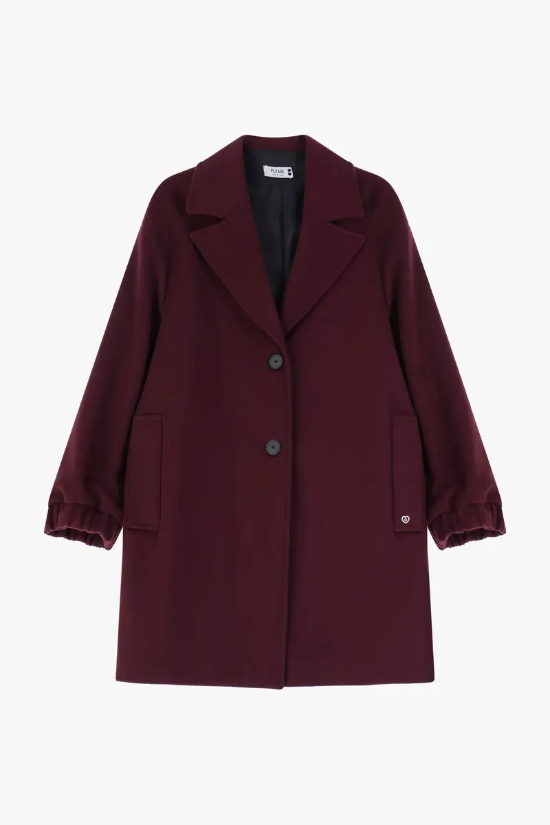 Cappotto a bottoni con tasche e polsini elasticizzati Amarone