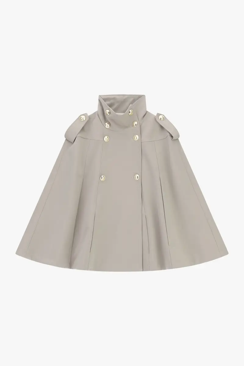 Cappotto a mantella doppio petto con spalline Beige