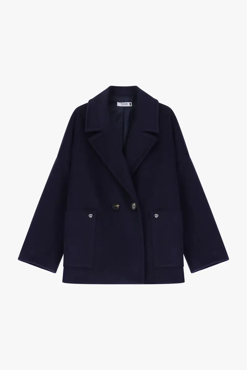 Cappotto corto a doppiopetto Blu