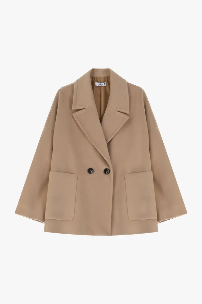 Cappotto corto a doppiopetto Cammello