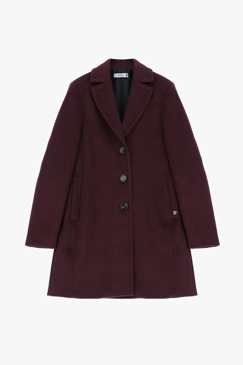 Cappotto lineare con chiusura a bottoni Amarone