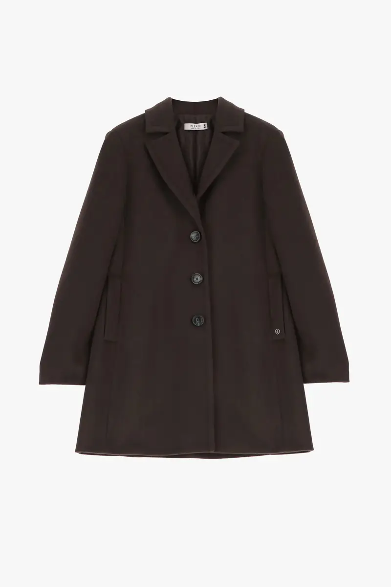 Cappotto lineare con chiusura a bottoni Cioccolato