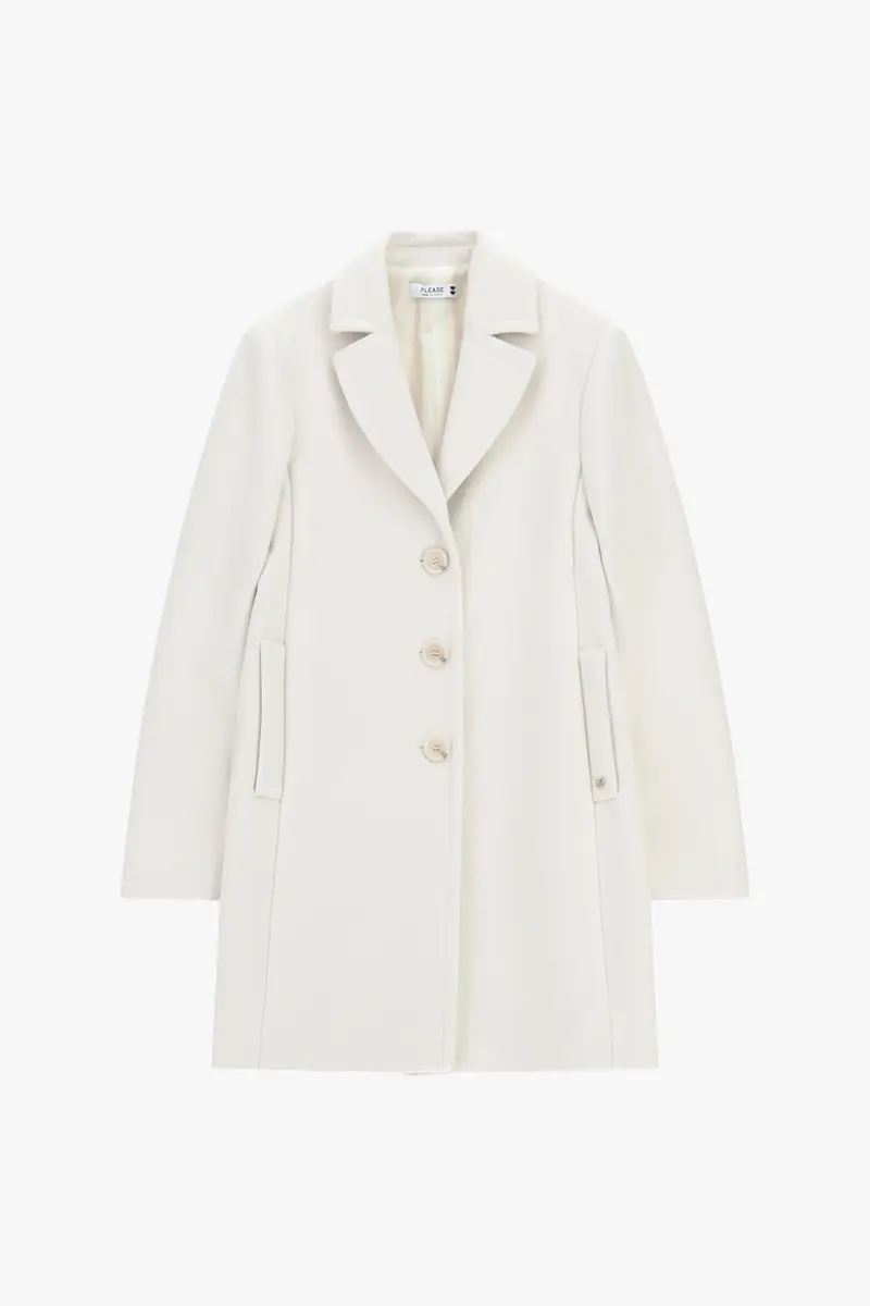 Cappotto lineare con chiusura a bottoni Panna