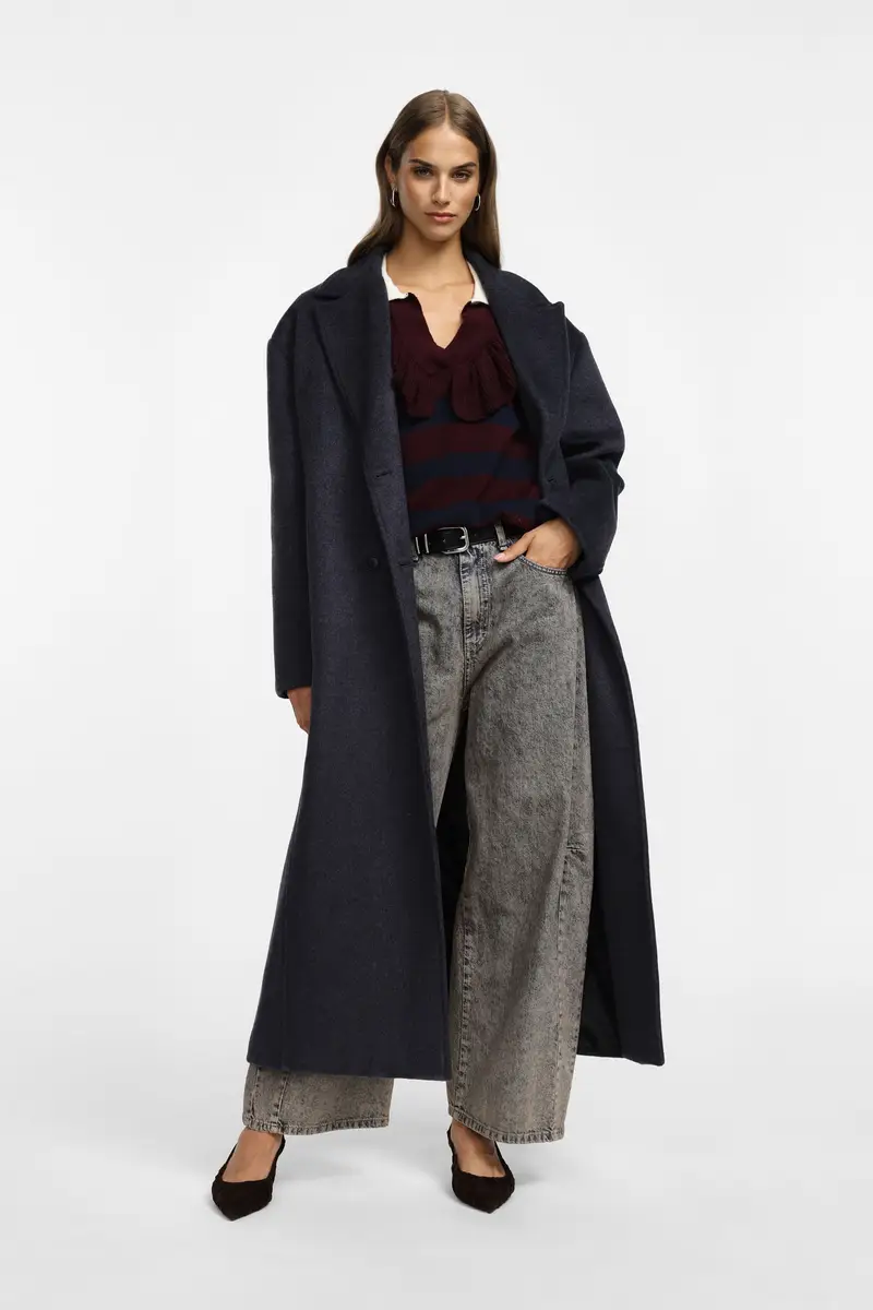 Cappotto lungo a doppio petto Antracite miniatura 2