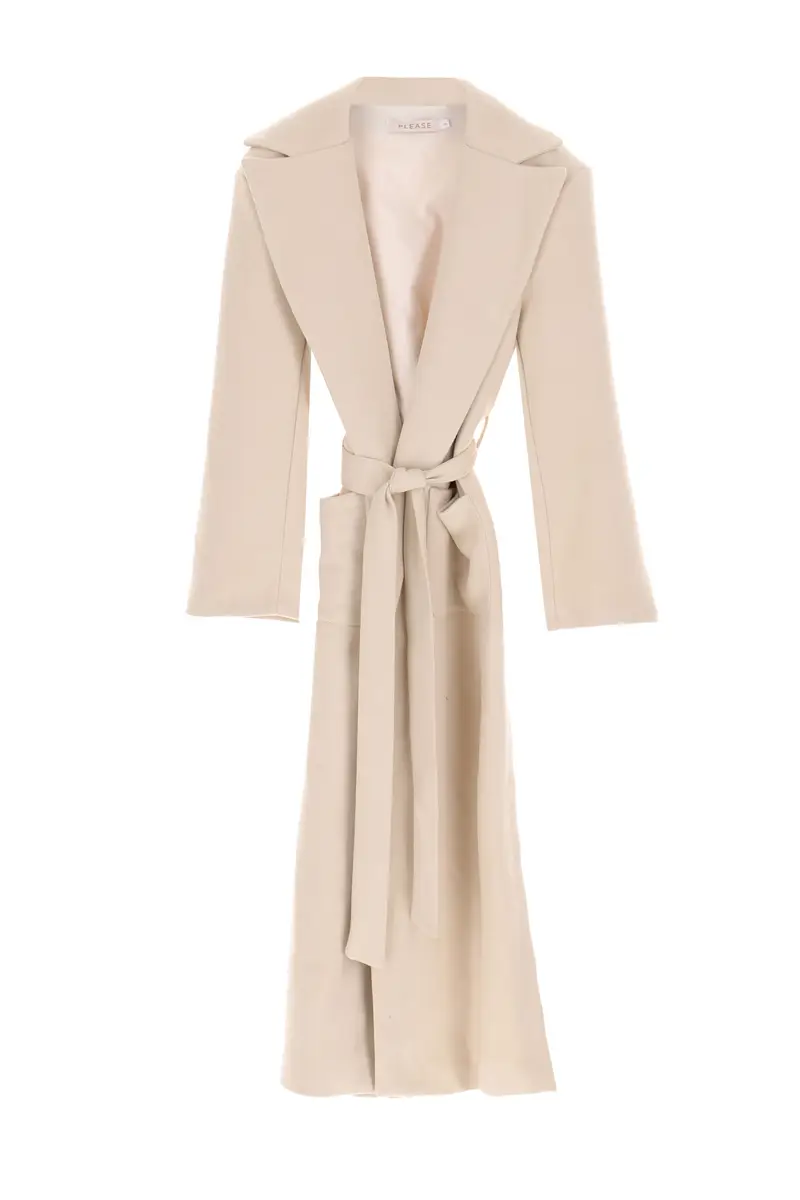 Cappotto lungo con spacchi laterali Beige