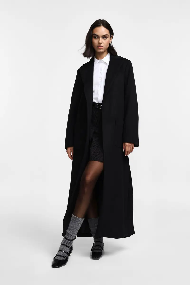 Cappotto lungo con spacchi laterali Nero miniatura 3