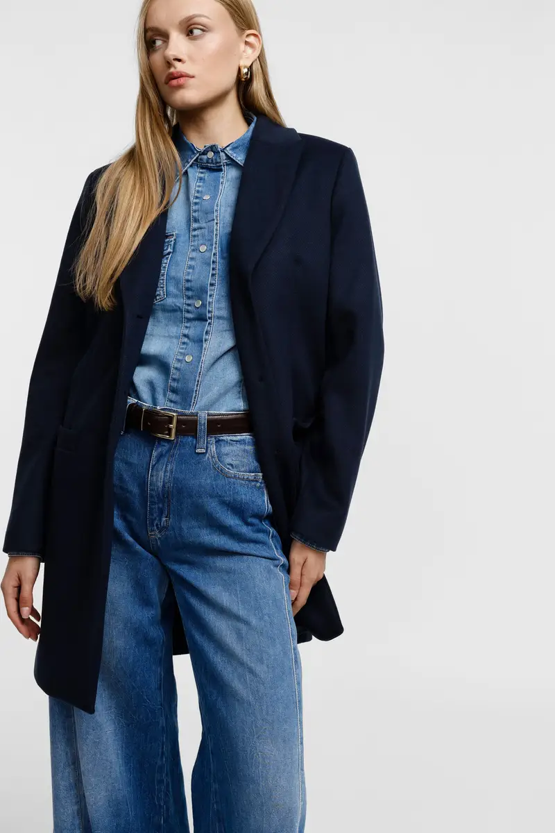 Cappotto monopetto con bottoni Blu miniatura 2