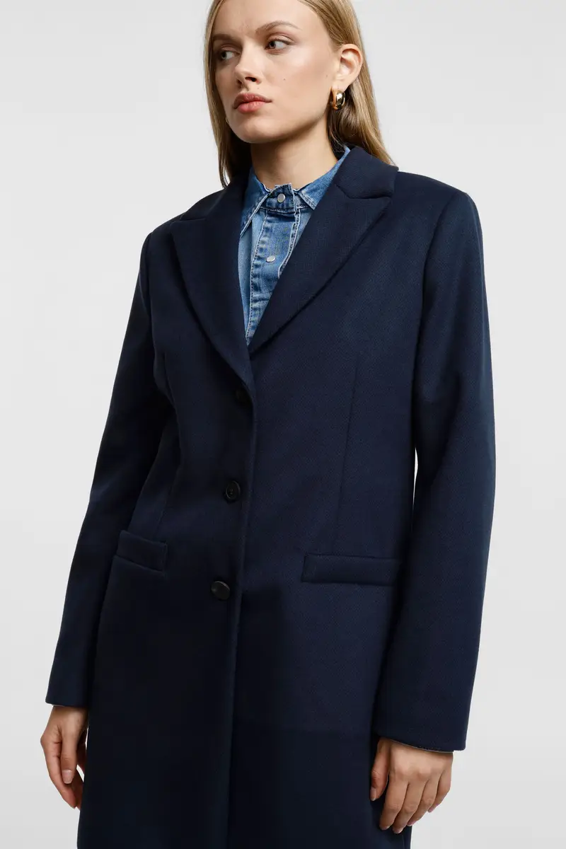 Cappotto monopetto con bottoni Blu miniatura 3