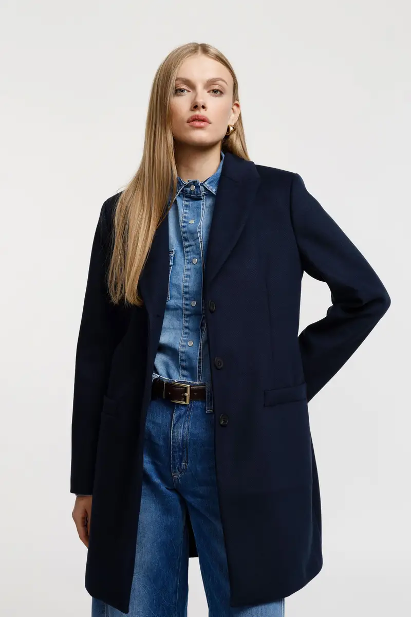 Cappotto monopetto con bottoni Blu miniatura 4