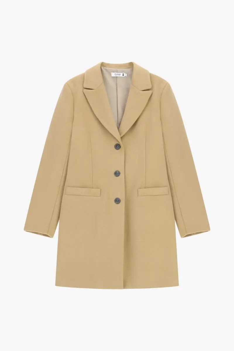 Cappotto monopetto con bottoni Cammello