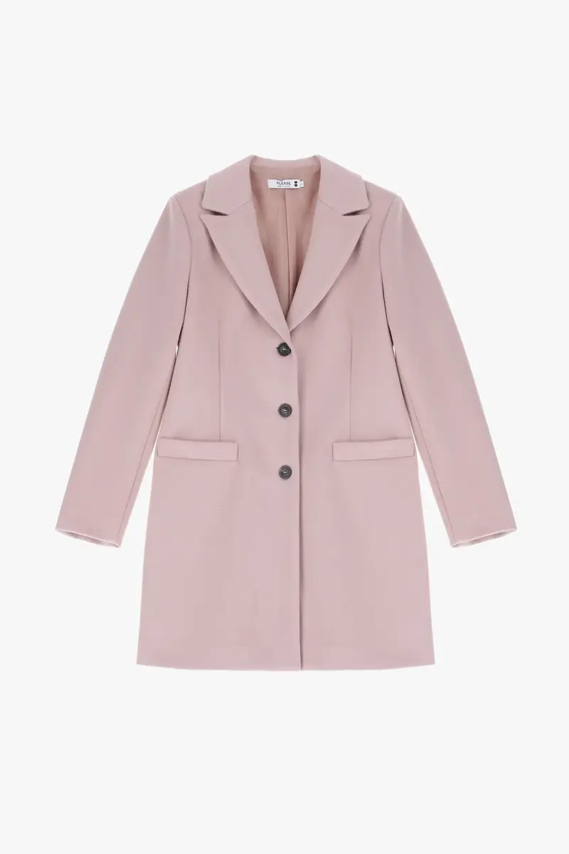 Cappotto monopetto con bottoni Cipria