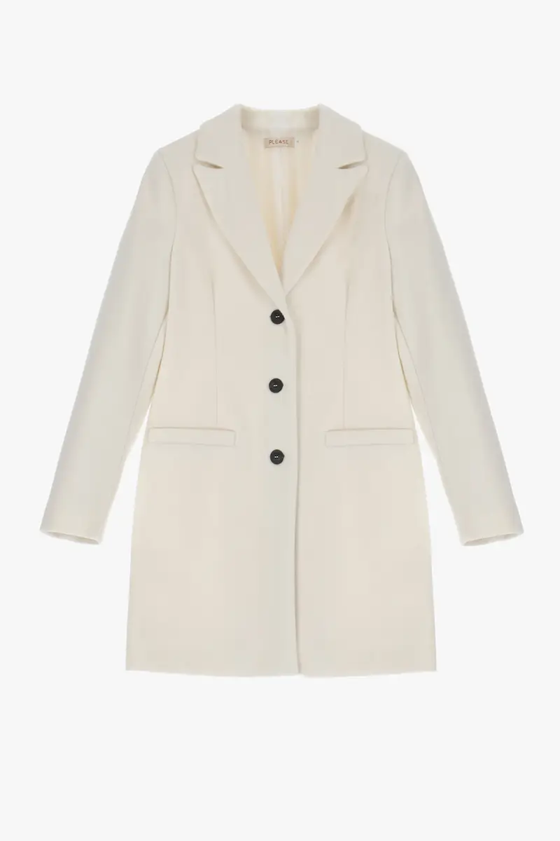 Cappotto monopetto con bottoni Latte